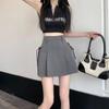 2024 Summer Korean Style Irregular High Waist Pleated A-Line Skirt for Women