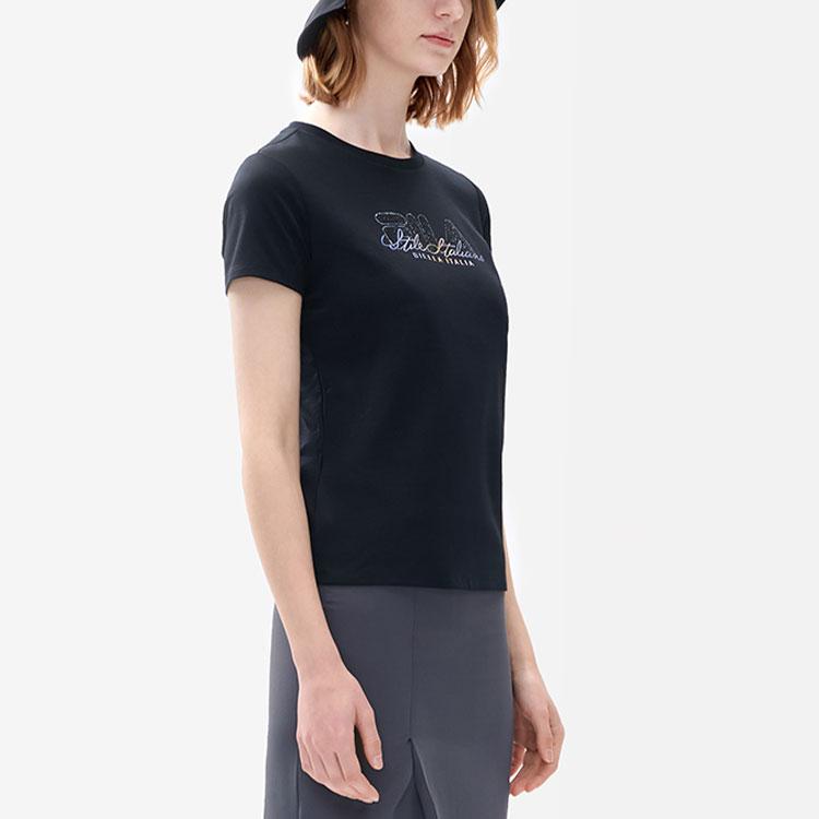 Fila Letter Print Fashion Casual Versatile Round Neck Short Sleeve T-Shirt Women Tops Black F11W227102FBK