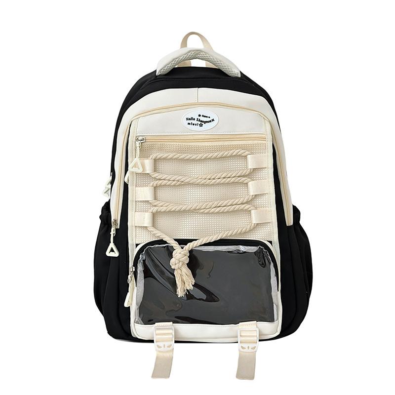 

New high school primary school schoolbag junior high school girls high value wind lightweight large capacity backpack no pendant чорний