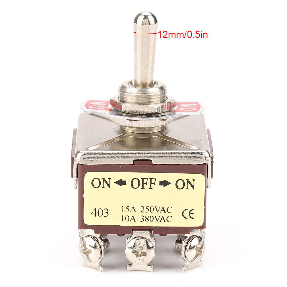 ON OFF ON 3 Position Toggle Switch 4PDT 12 Pin 12mm 15A 250VAC 10A 380VAC