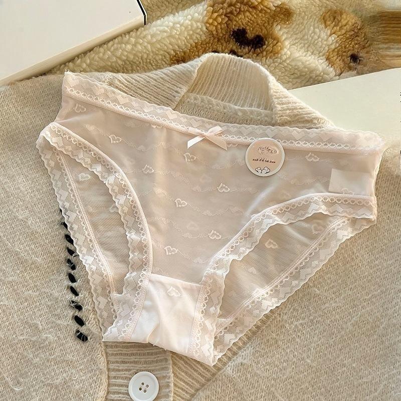 Ladies Summer Ultra Thin Sweet Lovely Lace Cotton Crotch Triangle Briefs