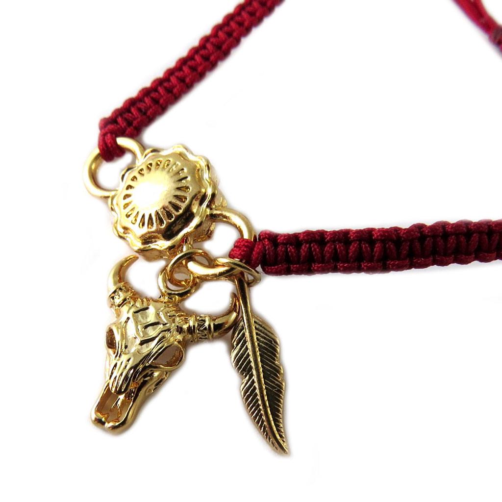 Les Trésors De Lily [P1739] - Gold Red 'Azuni' Artisanal Bracelet (handmade)