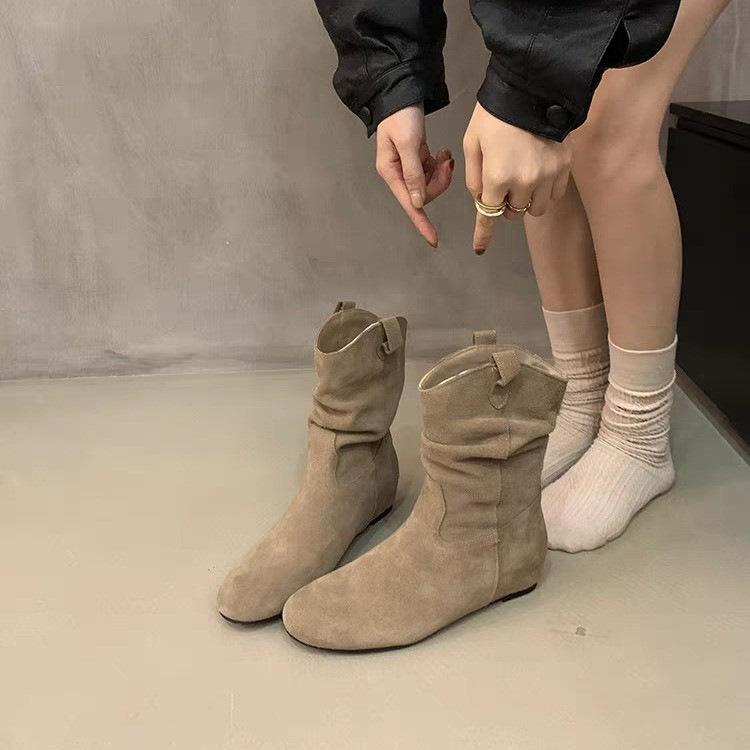 Skinny boots Small retro fashion with inner heightening Chelsea women's boots Skirt short boots New autumn and winter stacks