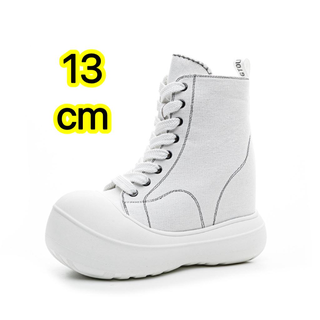 

Ugly cute big head thick sole inner height increased 13cm small spring autumn and winter new high-top canvas shoes women s soft sole tide 34