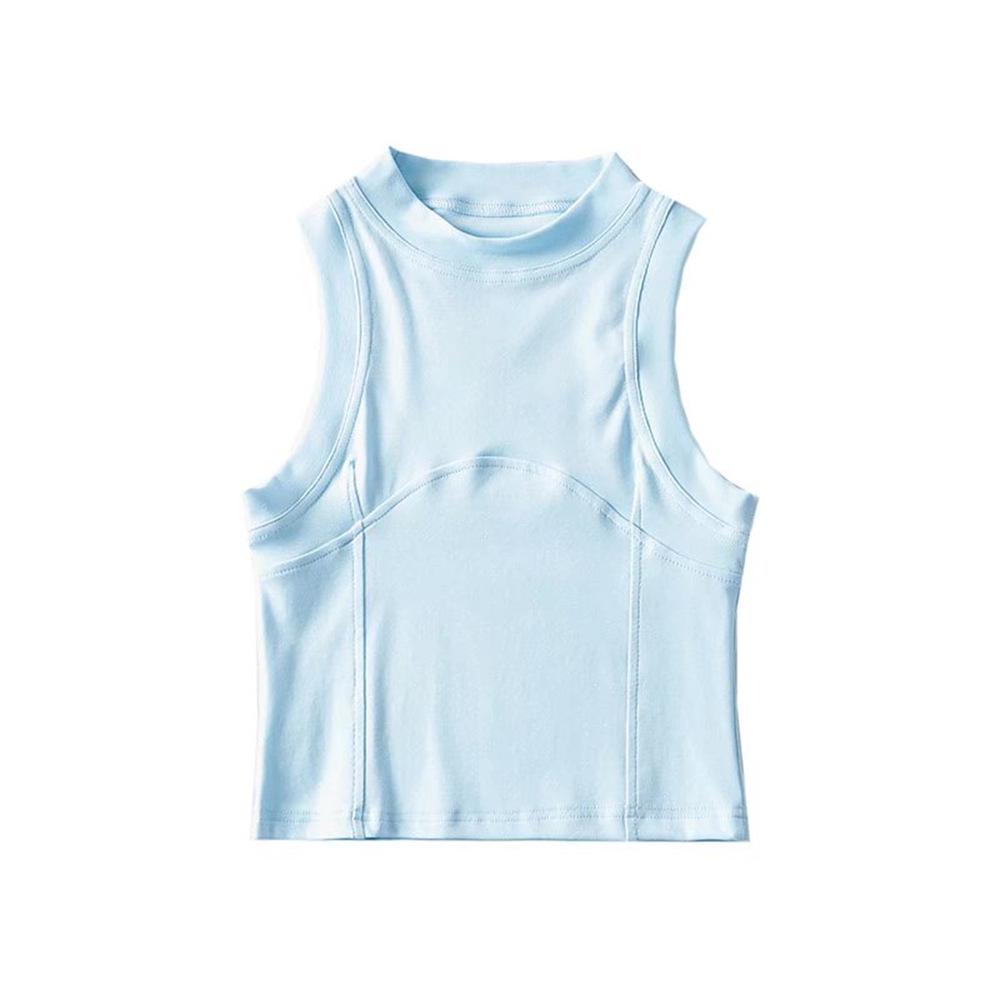 YPFF Trendy Sleeveless Women's Crop Top: Hot Girl European & American Style, Slim Fit, Solid Color, Front Spliced Design