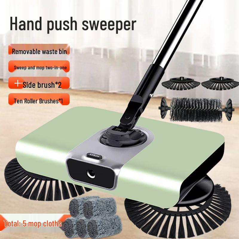 Tlačná zametací stroj: Sada smetáku, lopatky, mopu a stěrky s integrovaným robotem