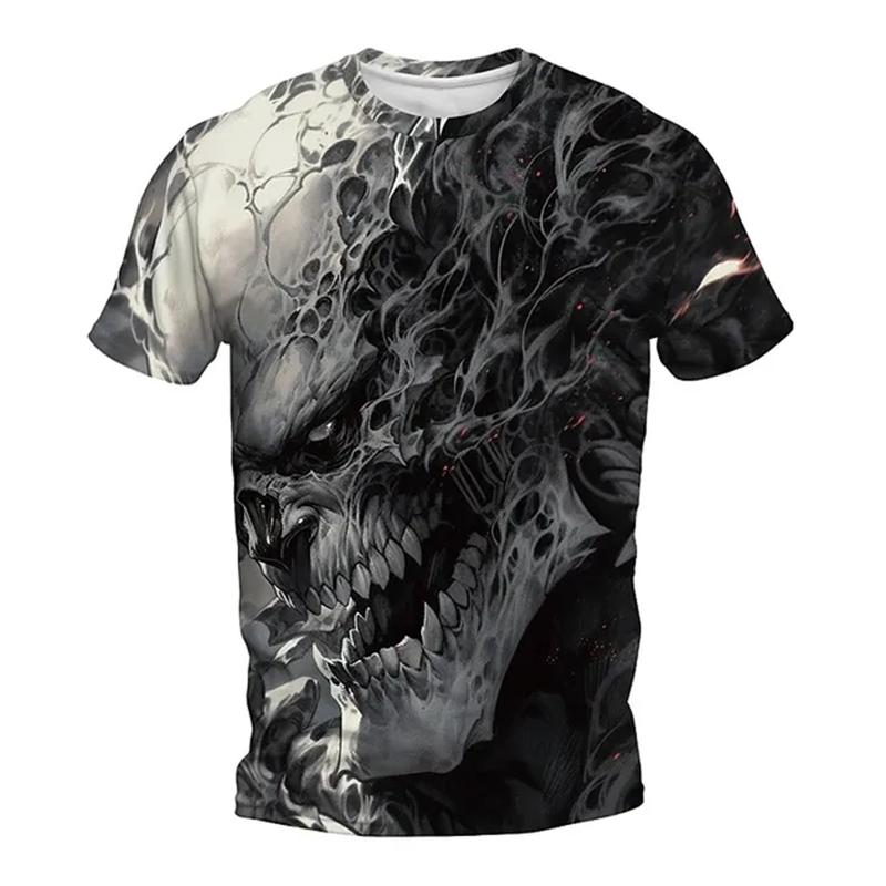 Lustiges T-Shirt mit 3D-Wolfsmuster für Männer, Hip-Hop-Trend, Harajuku, Streetwear, Mode, Animal-Print, lässiges T-Shirt mit O-Ausschnitt und kurzen Ärmeln