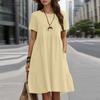 ZANZEA Women Casual Round Neck Loose Summer Short Sleeve Dress