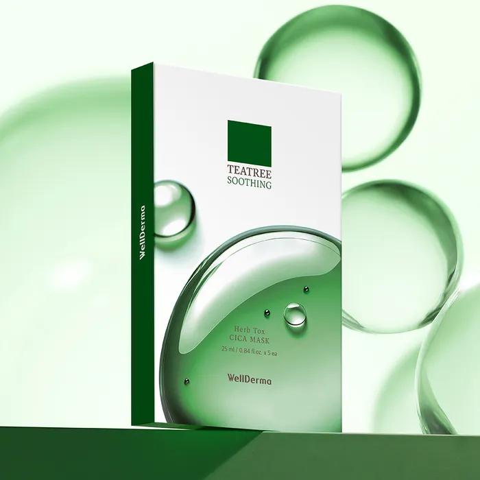 Calm/Trouble Care_Wellderma Tea Tree Herb Tox Cica Mask 1 Box (5 Sheets)