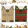 Calendario dell'Avvento Natalizio Casa di Legno Calendario di Natale, con 24 Cassetti, Conto alla Rovescia a Natale Scatola Portaoggetti Scatola Regalo, Decorazione da Tavolo Ricaricabile