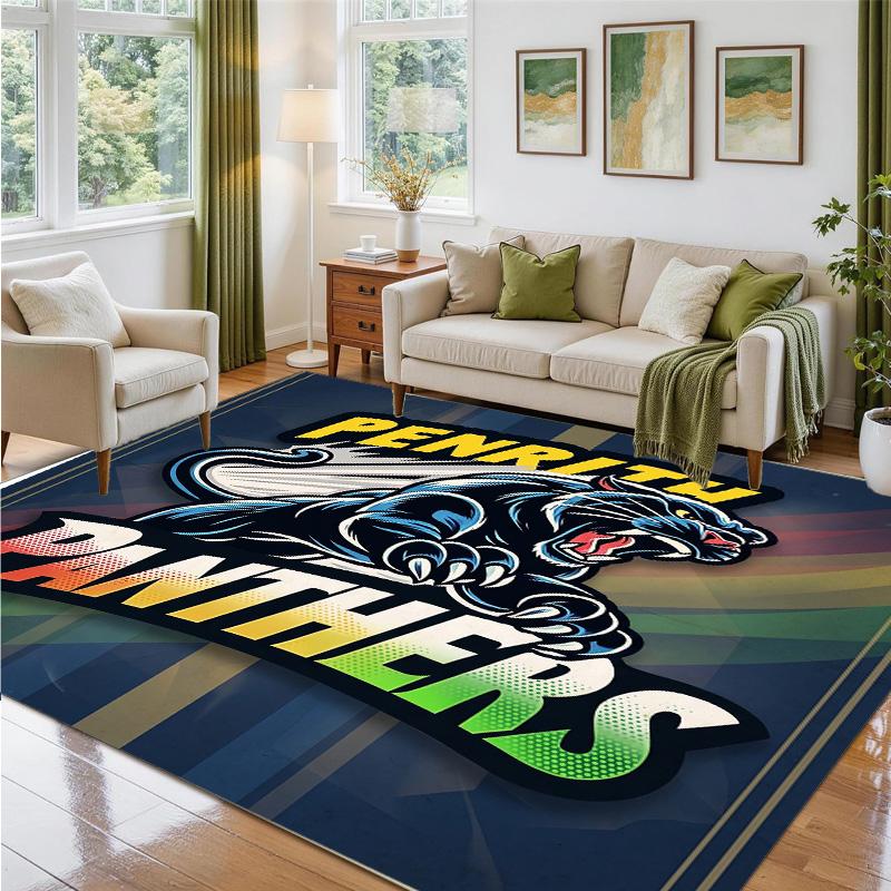 Penrith Panthers Design Crystal Velvet Rug Soft Decorative Mat for Bedroom Entrance