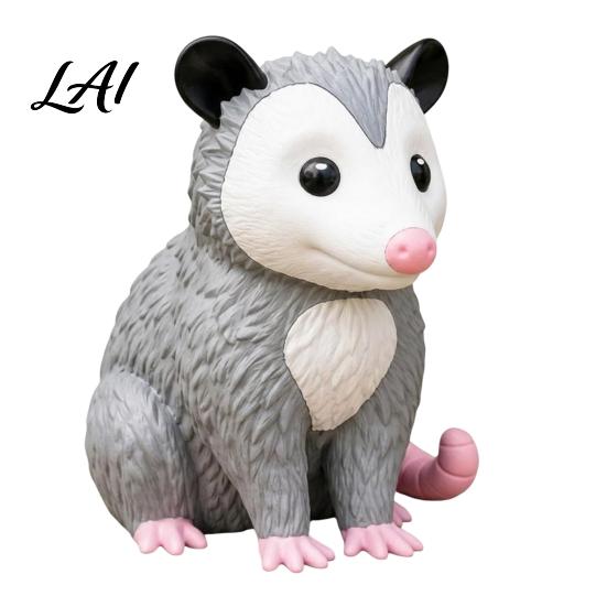 Decorative Front Yard Art 3D Printed Opossum Statue Realistic Animal Figurine Vivid Expression Decor for Patio Details Seasonal Ornament And