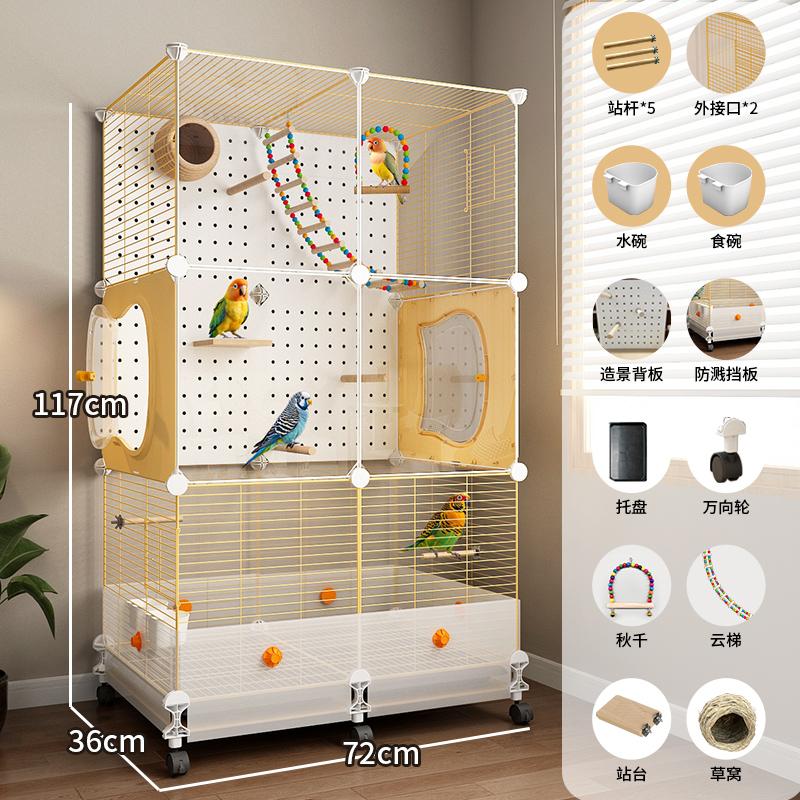 Gaiola Grande para Pássaros Papagaios com Design Anti-Espalhamento para Calopsitas e Periquitos, Aviário de Luxo para Periquitos Casa de Voo Premium para Animais de Estimação