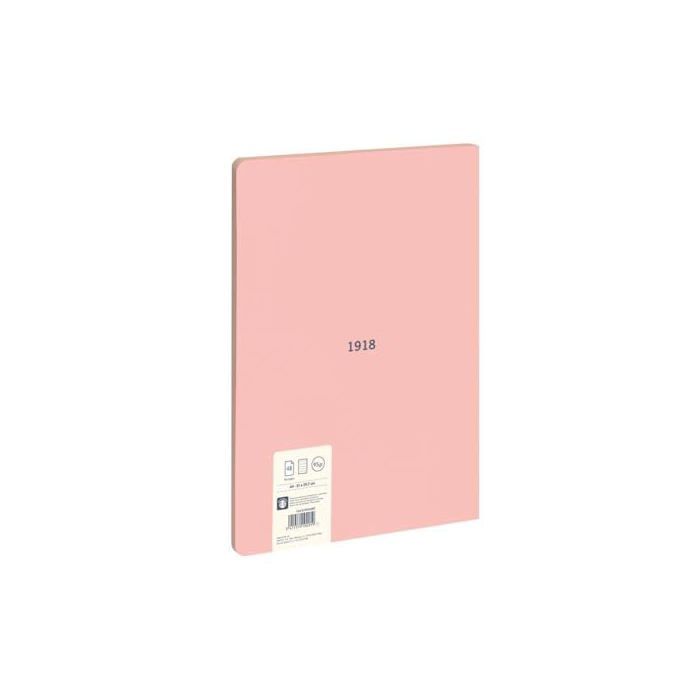 Cahier collé A4 - MILAN - Papier ligné - 48 feuilles - 95 g/m² - Micro-perforé - Couverture souple - Rose - Série 1918