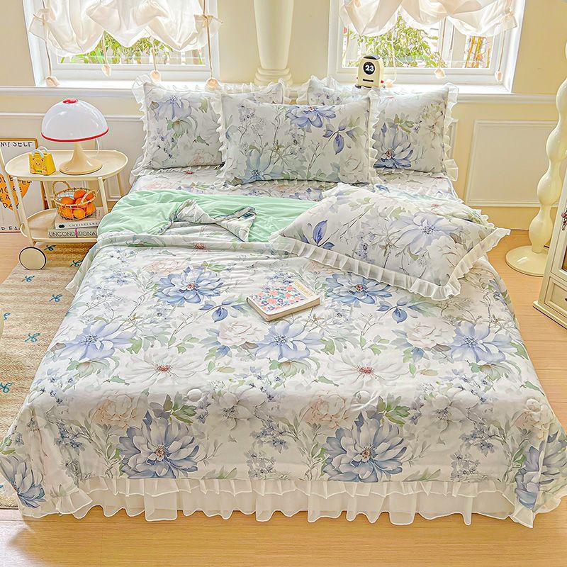 Ultraweiche Sommerkühlsteppdecke - Leicht, atmungsaktiv und hautfreundlich mit geprägtem floralem Druckdesign für alle Jahreszeiten