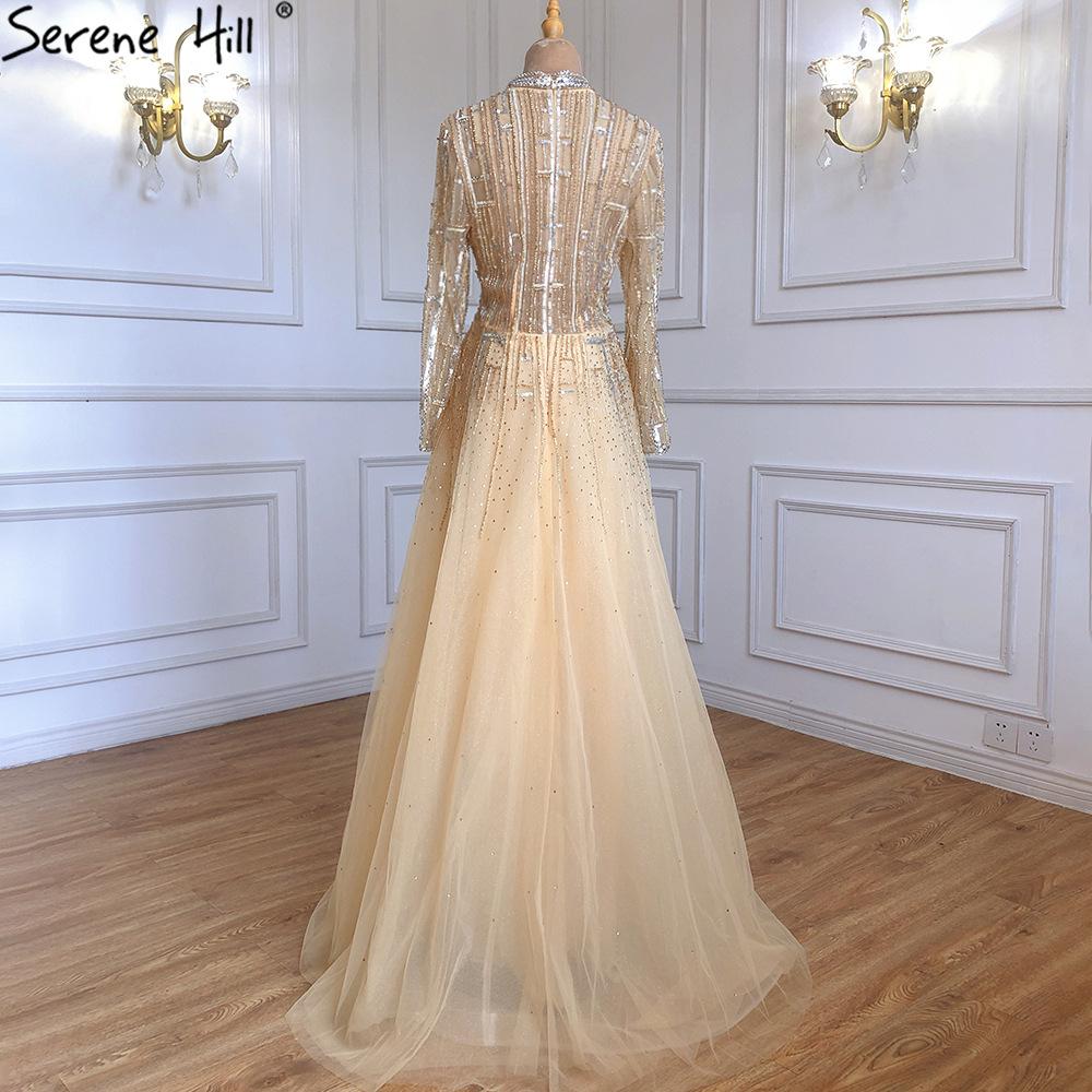 High-end evening dress female slim noble gradual change red long dress temperament celebrity banquet host long sleeve LA10111