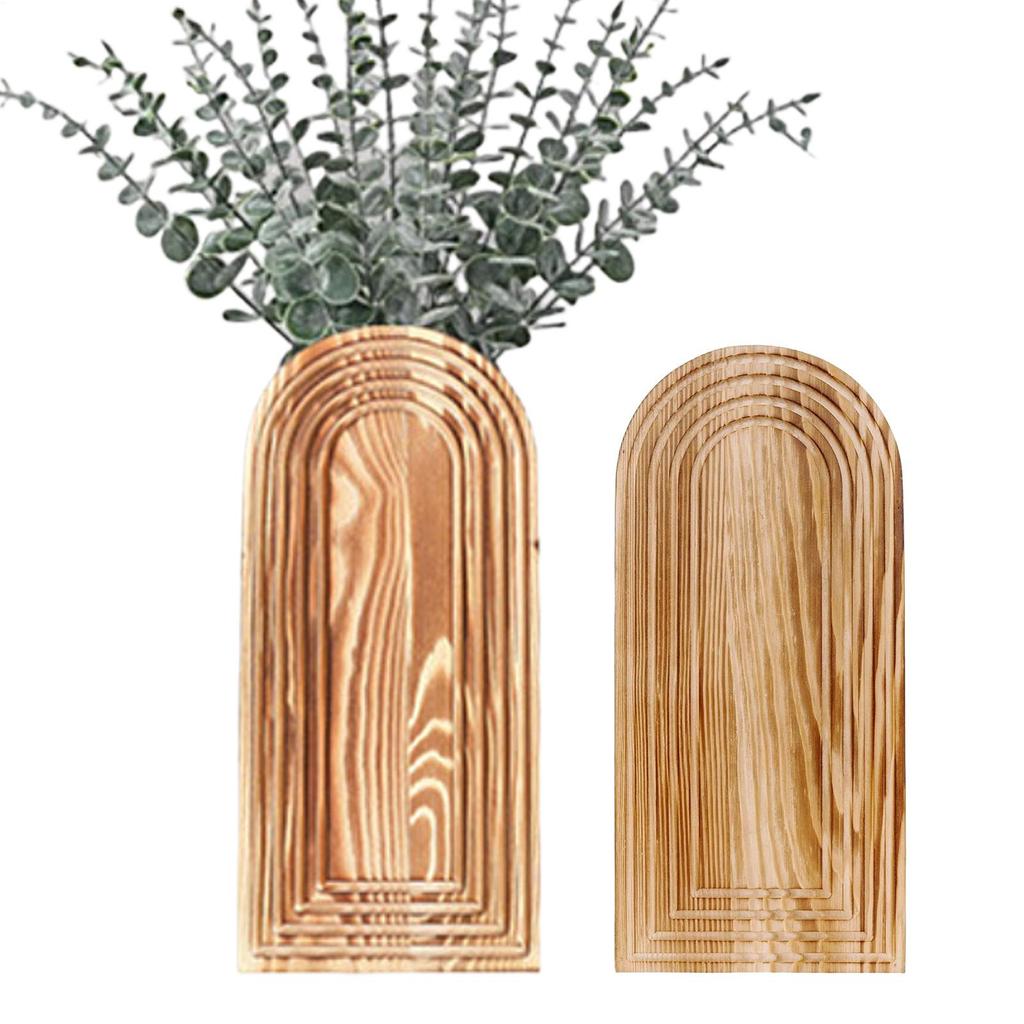 2pcs Wooden Wall Flower Vase Decoration Hanging Vase Rustic Aesthetic Plant Holder Boho Wall Decor Modern Planter