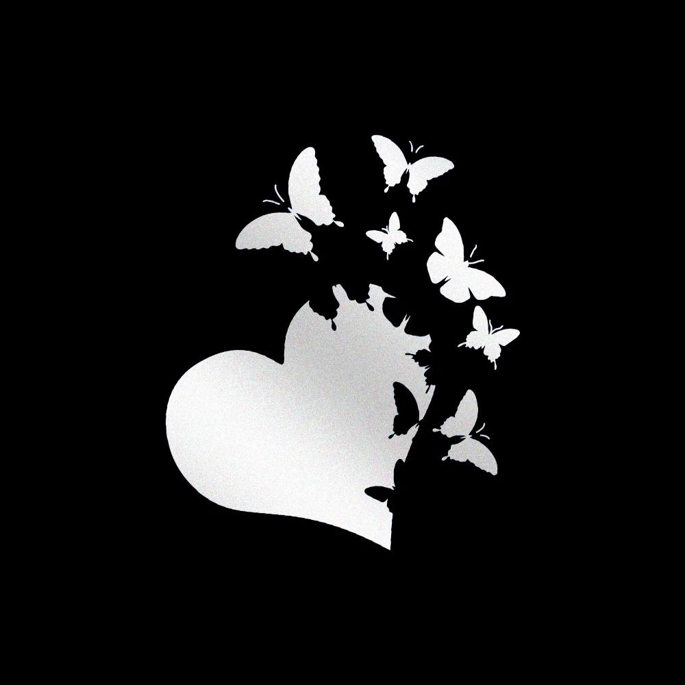 Car Reflective Sticker Creative Heart Butterfly Flying Decal Cover Auto Accessories for Motorcycle Window Rear Winshield Bumper