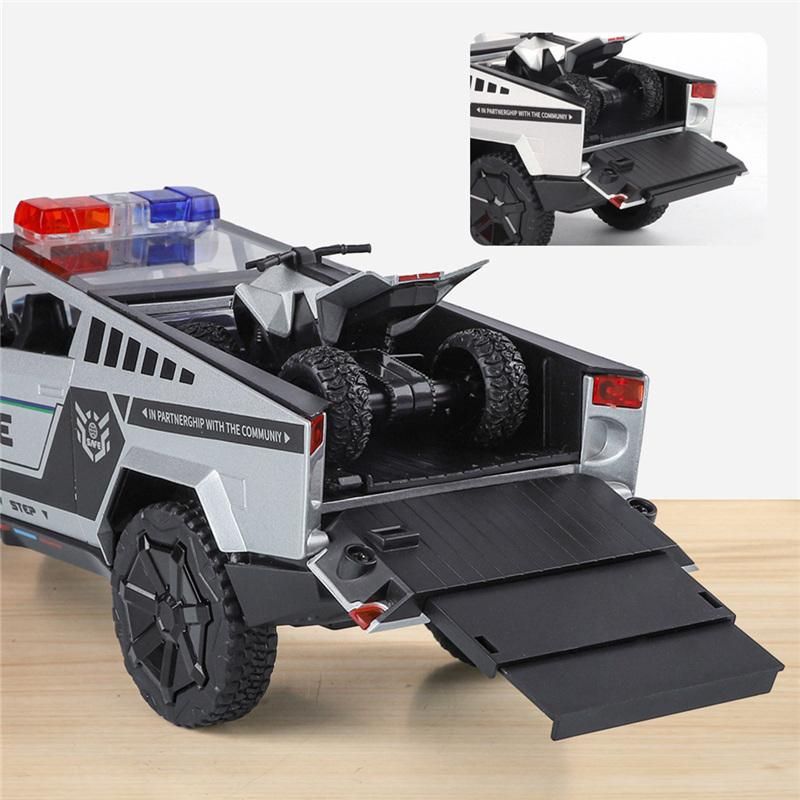 1/24 Tesla Cyber Trucks Alloy Pickup Car Model Diecast Metal Toy Off-road Vehicles Car Model Simulation Sound and Light Kids Gift