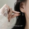925 Sterling Silver Zirconia Tassel Stud Earrings - Elegant High-End 2026 Women's Accessory