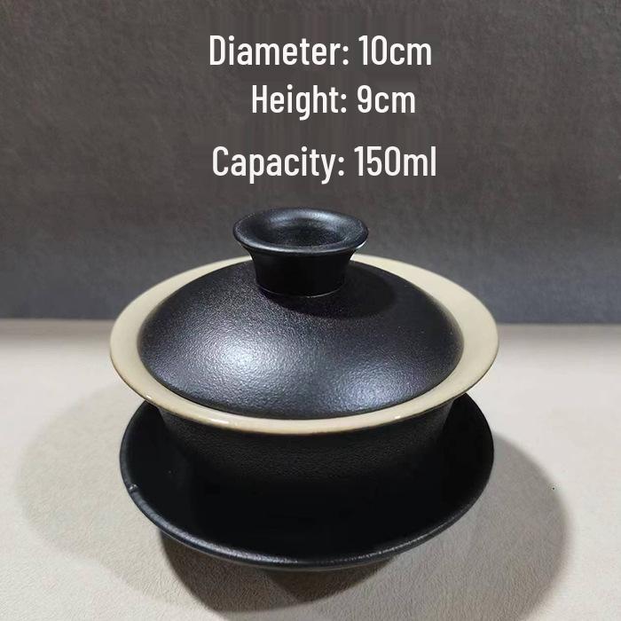 Special Clearance: Black Pottery Teapot Set - Japanese Retro Coarse Ceramic, Anti-Scald, Side Handle, Kung Fu Style