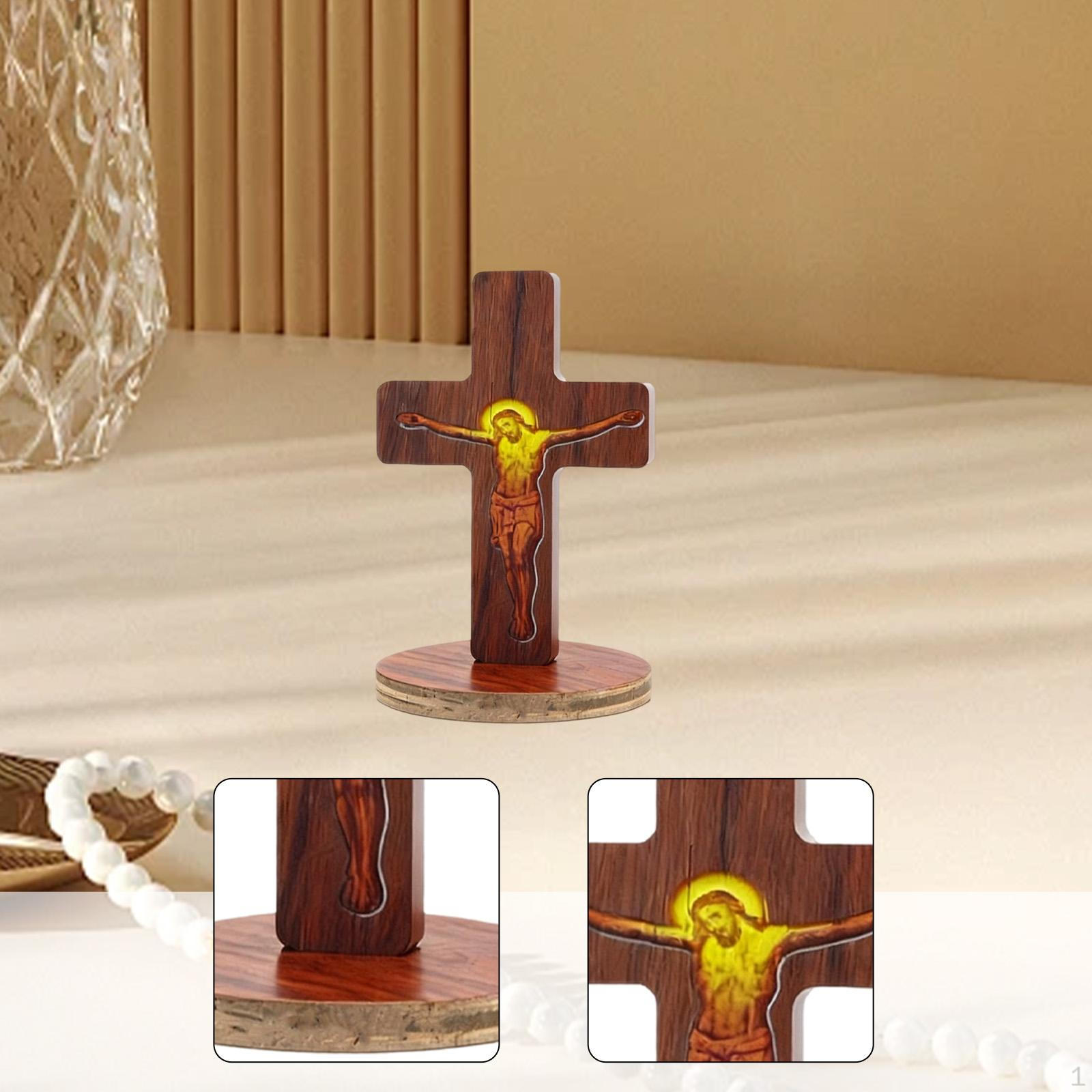 Деревянный крест на подставке, небольшой крест с подставкой, 8 см, католический настольный Иисус, подставка для креста.