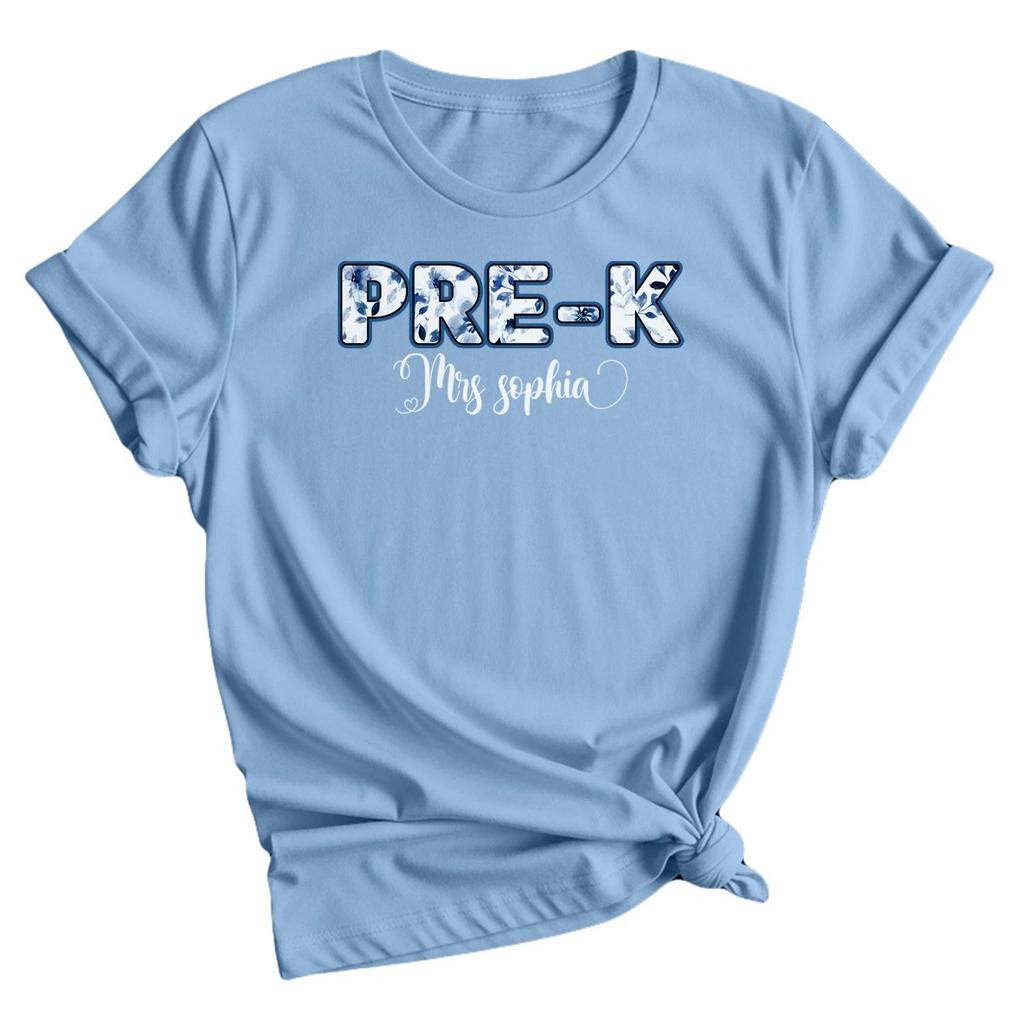 Personalisiertes Vorschul-T-Shirt Zurück in die Schule Lehrer Wertschätzung Geschenk Damen T-Shirt