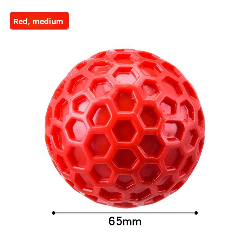 Hundespielzeug Haustier Ball mit Geräusch Wabenform Zähne Reinigen Quetschball Interaktives Spielzeug Welpe Weichgummi