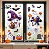 Ghost Window Ornaments Halloween Witch Hat Clings, Spiders Bat Pumpkin Spooky No Glue Art Stickers for Home Holiday Party Store Glass Decoration