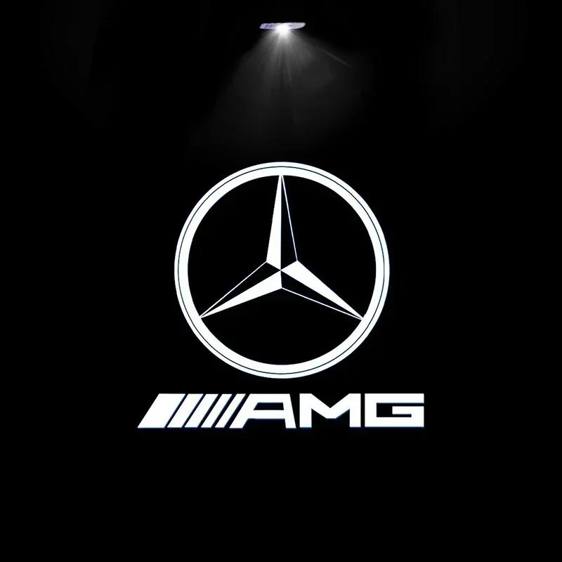 GDX2 2pcs Car Door Welcome Light Logo Emblem For Mercedes Benz A C E GLC GLA GLE GLB Class W177 W205 W212 W213 X253 X156 W166 X247