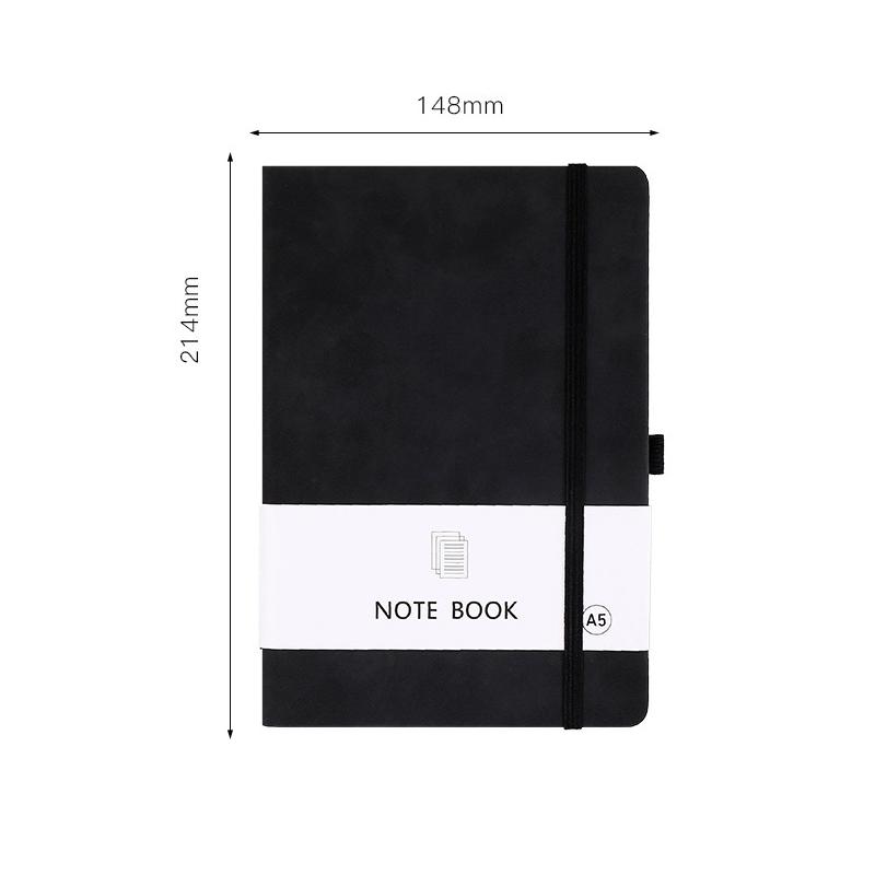 Custom Logo A5 PU Leather Journal Notebook School/Office Supplier Custom Style Hardcover Writing with Elastic Band (Black,48 Pages&A5)