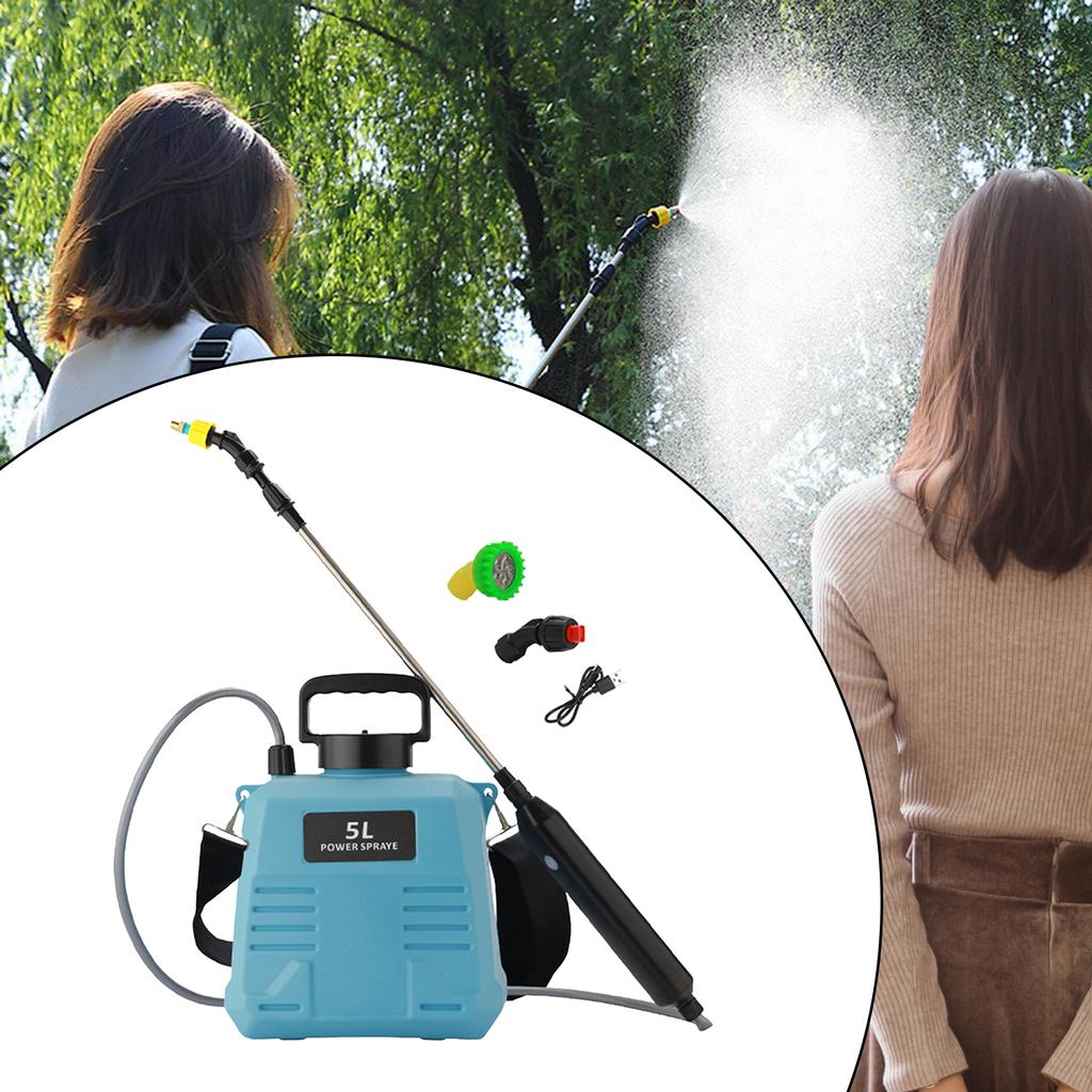 5L-8L Shoulder Electric Sprayer Pot with Telescopic Rod, 3 Nozzle for Garden Lawn Plant Watering Handheld Pesticide Sprayer