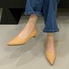 2025 New Low-heeled Single Shoes Women's Flat-soled Shallow Mouth Versatile Pointed One-pedal Grandma Shoes