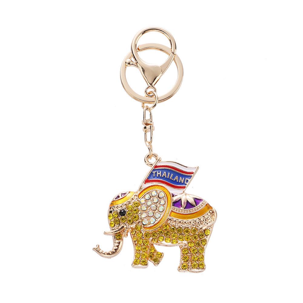 Rhinestone Elephant Keychain Souvenir - Thailand Bangkok Charm