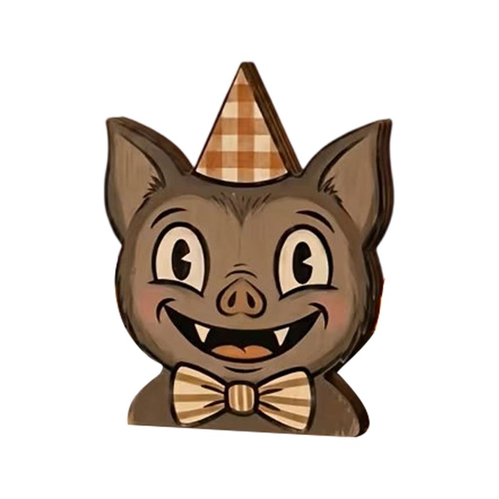 Vintage Wooden Halloween Tabletop Decor - Creative Funny Party Decoration for Home