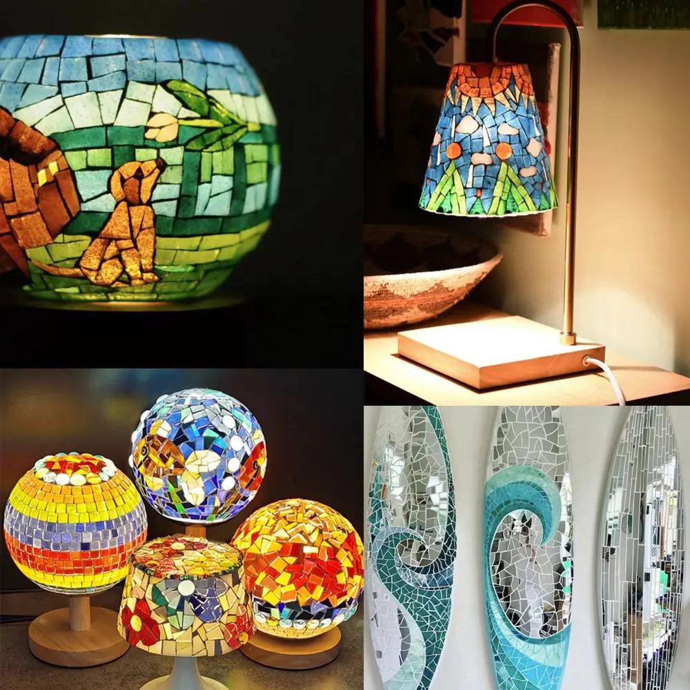 100g Mosaic Tiles Stained Glass Mosaic DIY Handmade Coaster Mosaic Puzzle Making Art Wall Decoration Supplies Mixed Arte