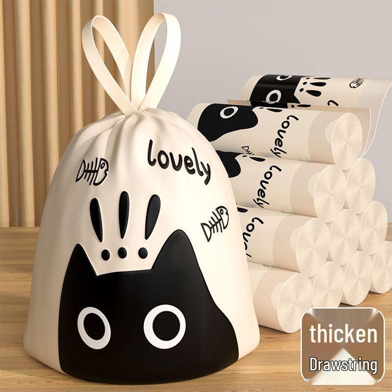 Shin-chan Extra Thick Drawstring Kitchen Trash Bags - Large, Durable, and Handheld