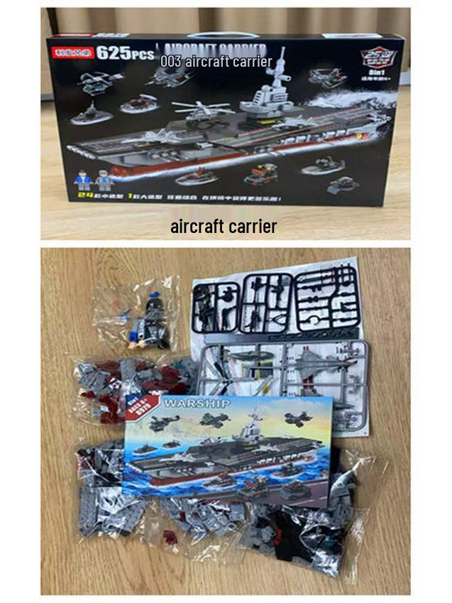 Educational Building Blocks Set: Aircraft Carrier & Cruiser Toys for Kids