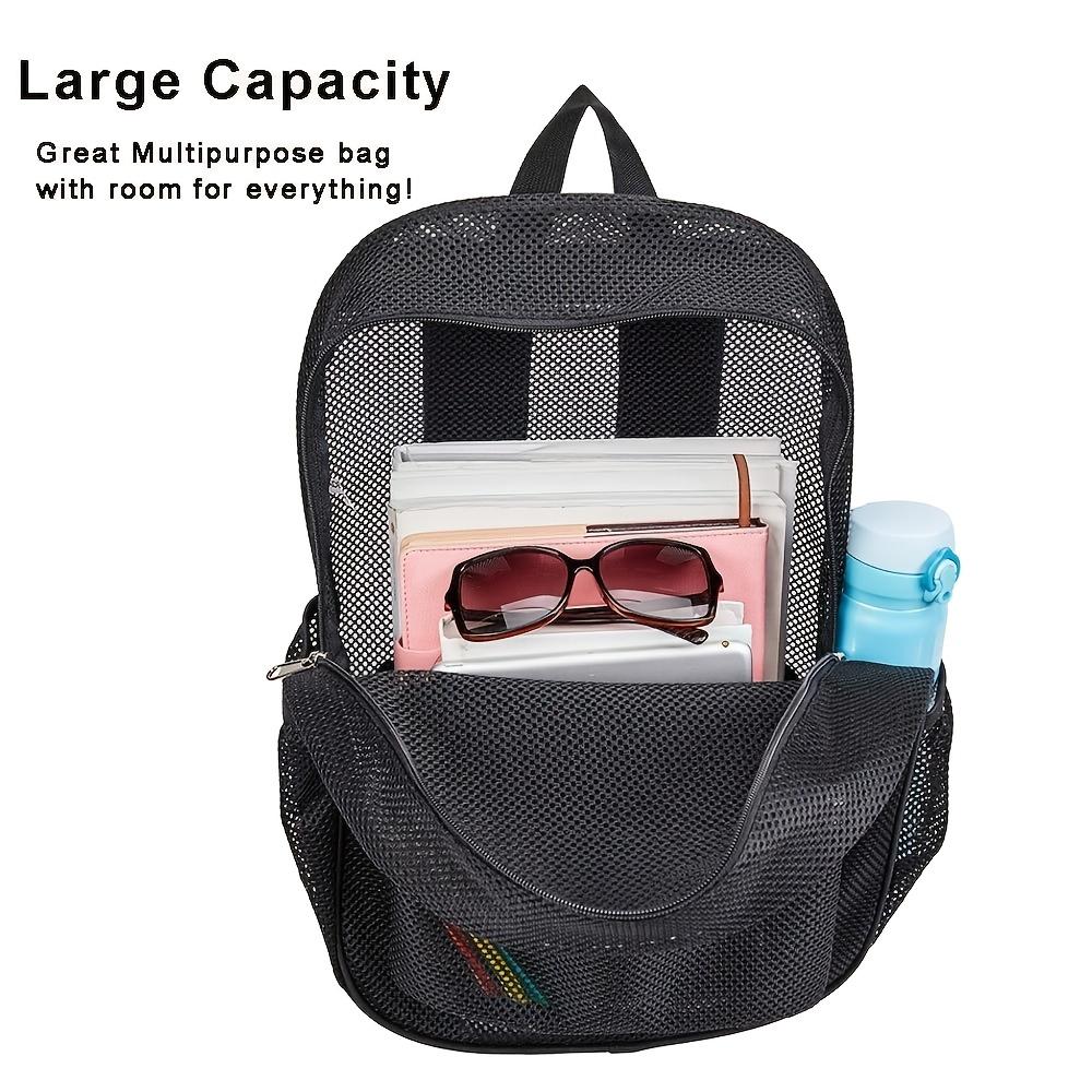 Women's Fashion Backpack Lightweight Travel Dual Shoulder Backpack Simple Sports Solid Color Mesh Backpack Large Capacity Net Bag Portable for Women