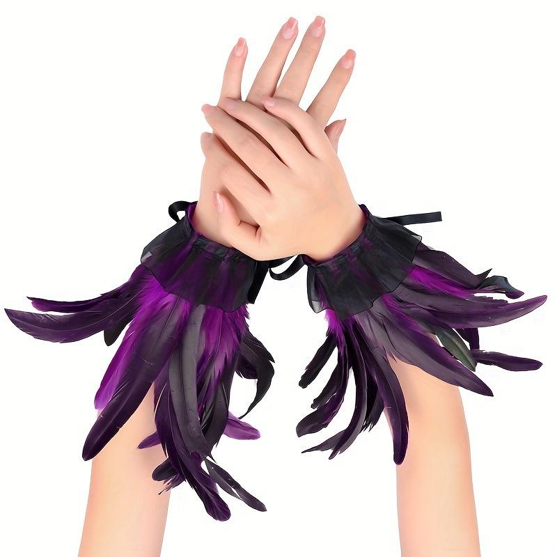 

Meier Tribal style grids polyester full gloves women s feather gloves фіолетовий