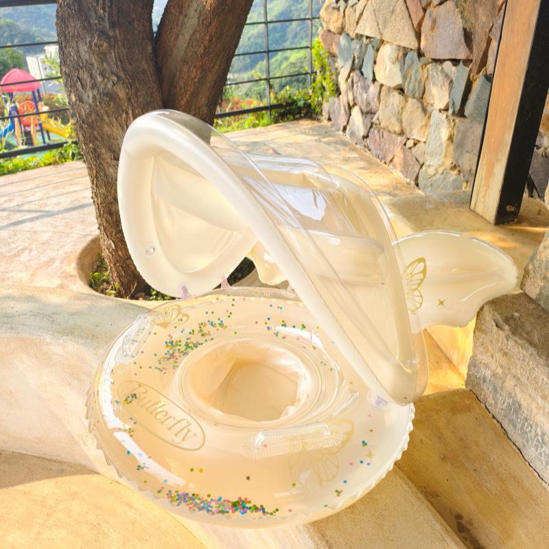 Large Toddler Boat-Themed Swimming Ring with Canopy & Steering Wheel