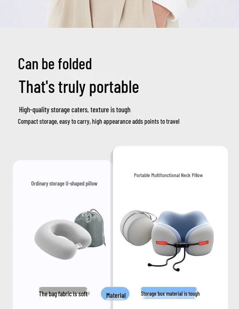 Portable U-shaped Memory Foam Neck Support Pillow for Travel and Long Trips