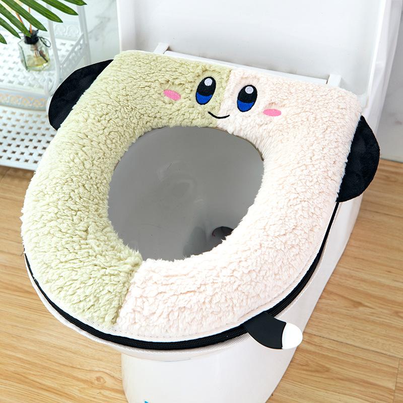 In winter, thickened household washable four-season universal velvet zipper toilet pad toilet cover