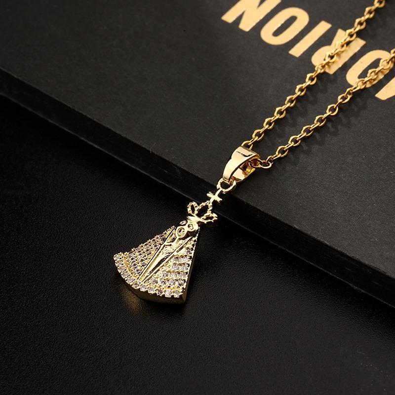 European and American Fashion Micro inlaid Color Zircon Pendant Women's Jewelry Virgin Mary Necklace