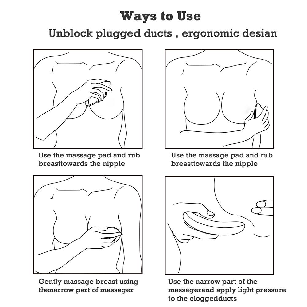 Zahřívací laktační masážní přístroj Měkký silikonový elektrický masážní přístroj na prsa pro kojení 6 režimů vibrací + 3 úrovně režimů zahřívání