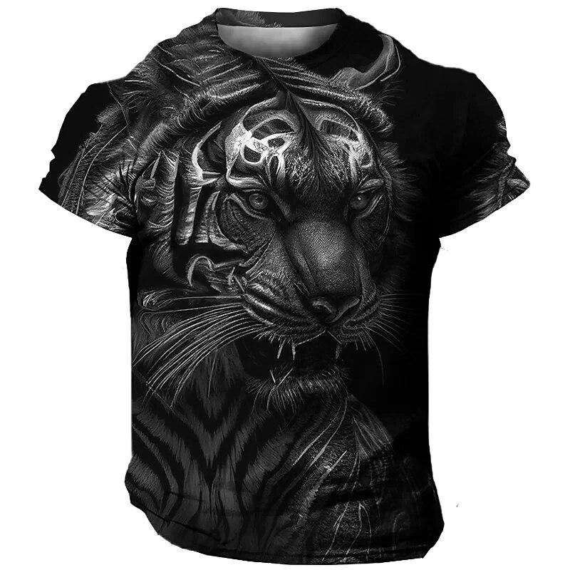 Oversized Men's T-Shirt 3D Tiger Print Tees Tops Summer Casual Mens Animal Pattern T Shirt Streetwear Quick Dry Fashion Clothes