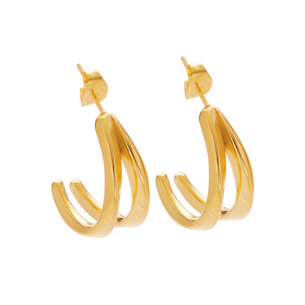 18K Gold Geometric Twisted Cable Earrings In Titanium Steel for Women