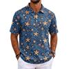 Men's Hawaiian Style Short Sleeve Polo Shirt Loose Fit Casual Top with and Geometric Print for Everyday Wear