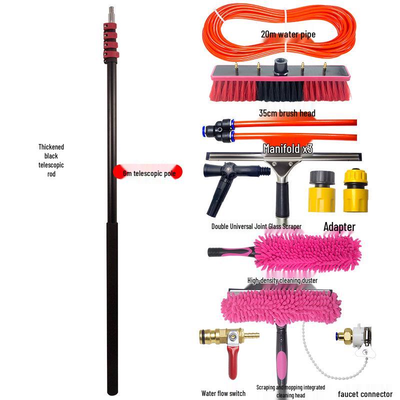 20-60 Ft Solar Panel & Window Cleaning Brush Kit