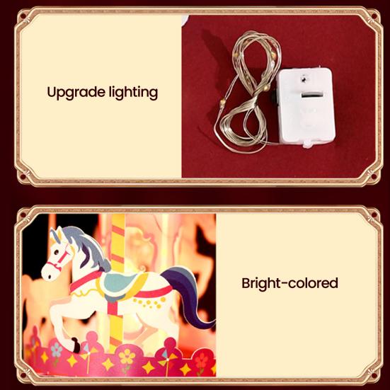 DIY Carousel Lantern Kit with Pole Kids Handmade Merry-go-round LED Lantern Toy Chinese Year of Horse Spring Festival Decoration
